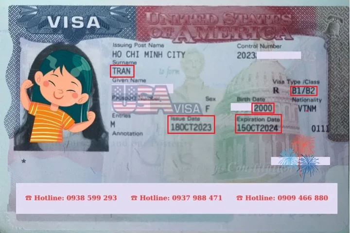 Khách hàng đậu visa Mỹ – ảnh visa đã che thông tin cá nhân