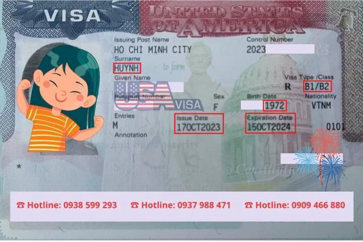 Khách hàng đậu visa Mỹ – ảnh visa đã che thông tin cá nhân